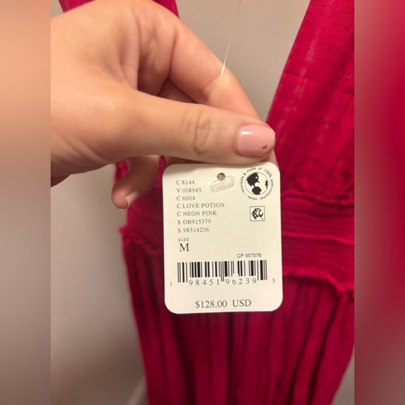 NWT Free People Santa Maria Maxi Pink Dress Size M Flow Ruffles Lace Detail - Picture 9 of 14